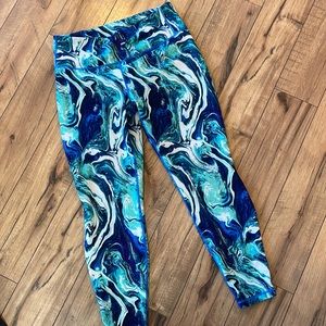 Blue Marble Print Women's Leggings